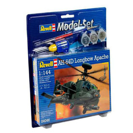 Revell AH-64D Longbow Apache Modellező készlet Helikopter 1:144, 79 darabos + festékek + ragasztó + ecset