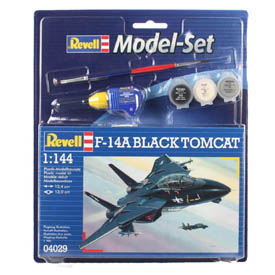 Revell F-14A Black Tomcat "BLACK BUNNY" Modellező készlet Repülőgép 1:144, 49 darabos + festékek + ragasztó + ecset