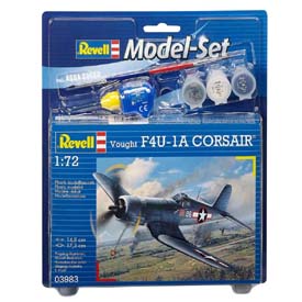 Revell F4U-1D Corsair Modellező készlet Repülőgép 1:72, 63 darabos + festékek + ragasztó + ecset