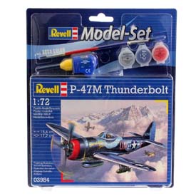 Revell P-47 M THUNDERBOLT Model Set repülőgép 1:72, 67 darabos + festékek + ragasztó + ecset