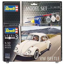 Revell VW Beetle (Kafer) Model Set autó 1:32, 24 darabos + festékek + ragasztó + ecset