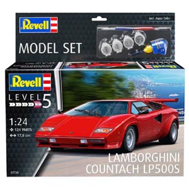 Revell Lamborghini Countach LP500S Modellező készlet autó 1:72, 124 darab + festékek + ragasztó + ecset