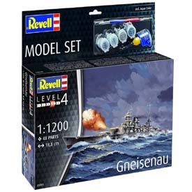 Revell Gneisenau Modellező készlet hajó 1:1200, 48 darab + festékek + ragasztó + ecset