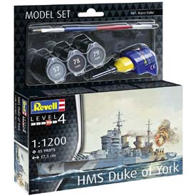 Revell HMS Duke of York Modellező készlet hajó 1:1200, 45 darab + festékek + ragasztó + ecset