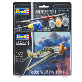 Revell Focke Wulf Fw190 F-8 Model Set repülőgép 1:72, 46 részes + festékek + ragasztó + ecset