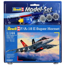 Revell F/A-18E Super Hornet Modellező készlet repülőgép 1:144, 63 darab + festékek + ragasztó + ecset